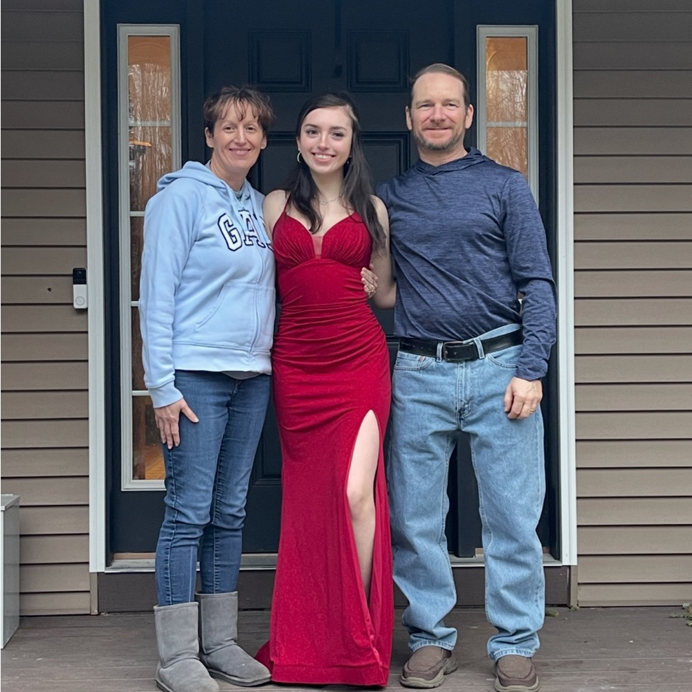 Cinderella Red Velvet Gown with Slit